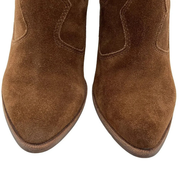 Dolce Vita Womens 7.5 Conway Brown Suede Ankle Boots Scalloped Booties Western - Picture 4 of 16